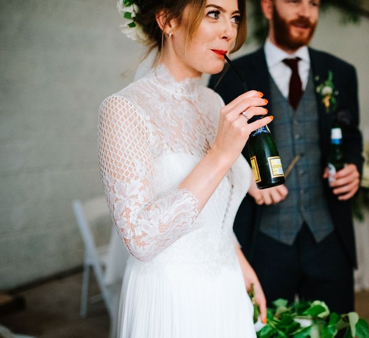 White, Gold & Green Farm Wedding In A Marquee In Scotland With Bride In Bespoke Dress & Images And Film From Tub Of Jelly