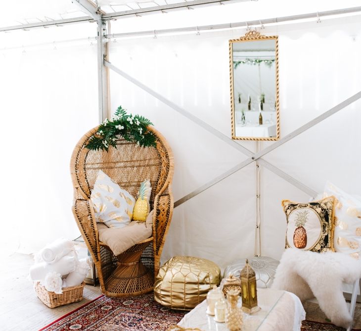 White, Gold & Green Farm Wedding In A Marquee In Scotland With Bride In Bespoke Dress & Images And Film From Tub Of Jelly