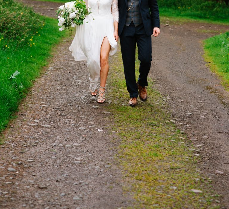 White, Gold & Green Farm Wedding In A Marquee In Scotland With Bride In Bespoke Dress & Images And Film From Tub Of Jelly