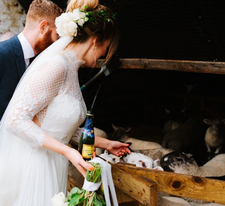 White, Gold & Green Farm Wedding In A Marquee In Scotland With Bride In Bespoke Dress & Images And Film From Tub Of Jelly