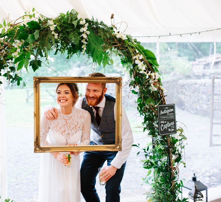 White, Gold & Green Farm Wedding In A Marquee In Scotland With Bride In Bespoke Dress & Images And Film From Tub Of Jelly