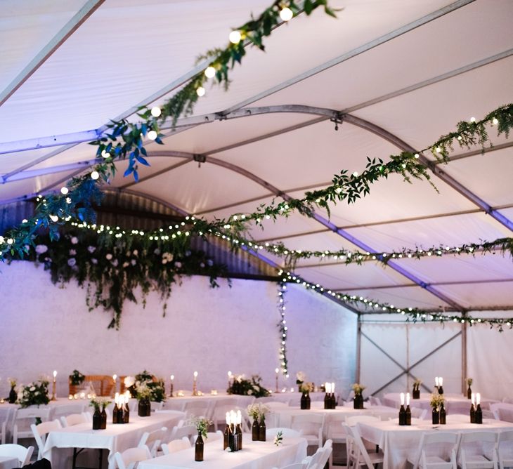 White, Gold & Green Farm Wedding In A Marquee In Scotland With Bride In Bespoke Dress & Images And Film From Tub Of Jelly