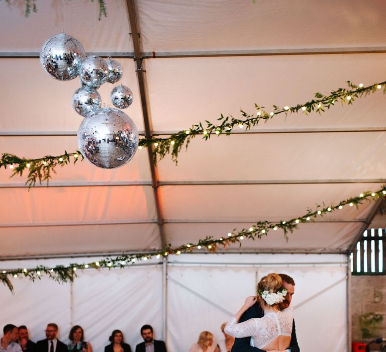 White, Gold & Green Farm Wedding In A Marquee In Scotland With Bride In Bespoke Dress & Images And Film From Tub Of Jelly