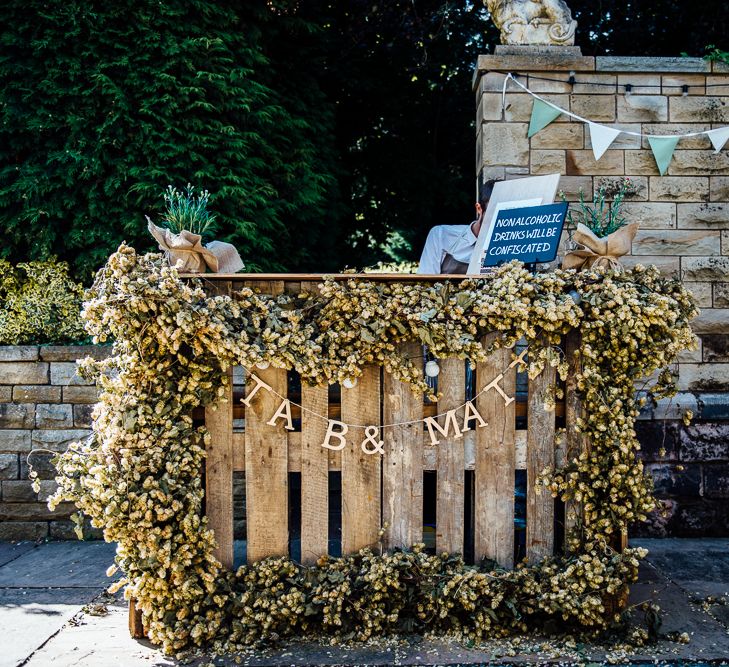 Wedding Bar Made From Wooden Palettes & Hops