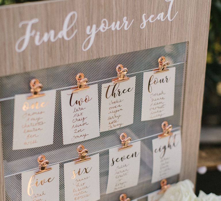 Wooden & Copper Wedding Table Plan From The Sainsbury’s Home Wedding Collection