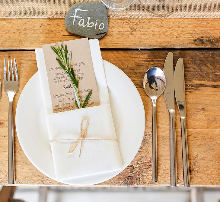 Rustic Place Setting For Marquee Wedding