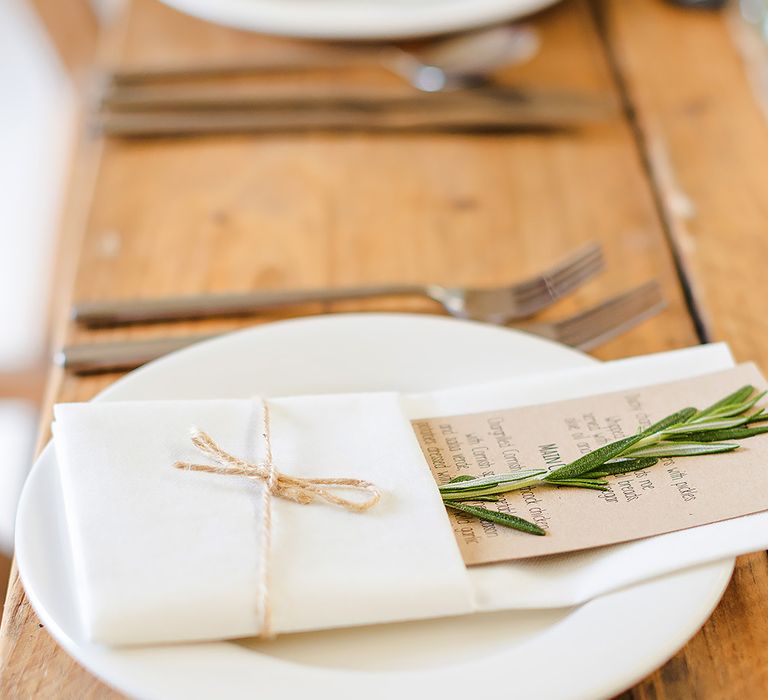 Rustic Place Setting For Marquee Wedding