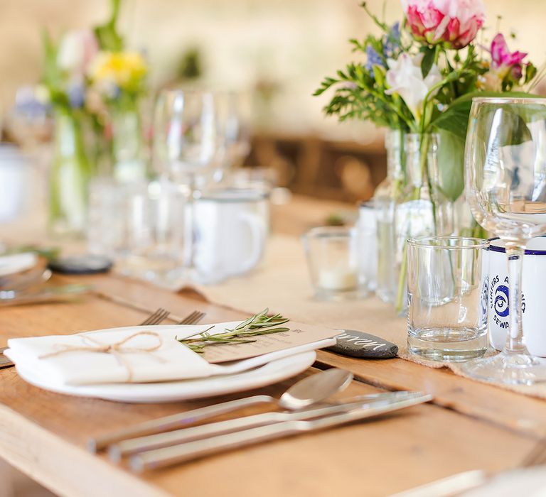 Rustic Place Setting For Marquee Wedding