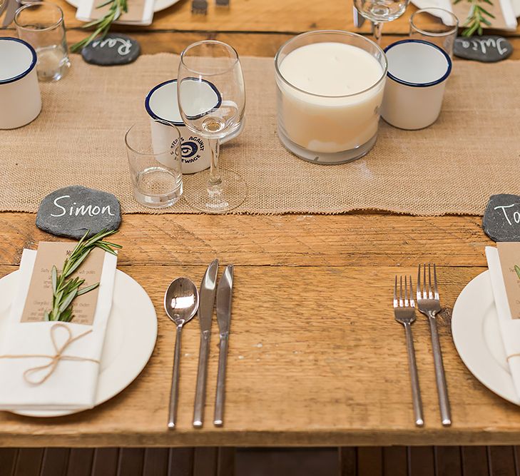 Rustic Place Setting For Marquee Wedding