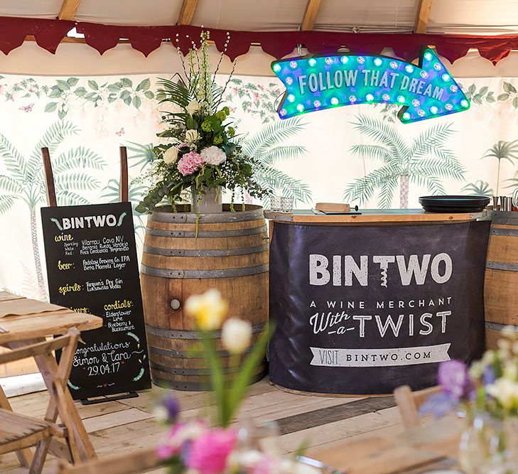 Rustic Bar Set Up For Wedding By Bin Two