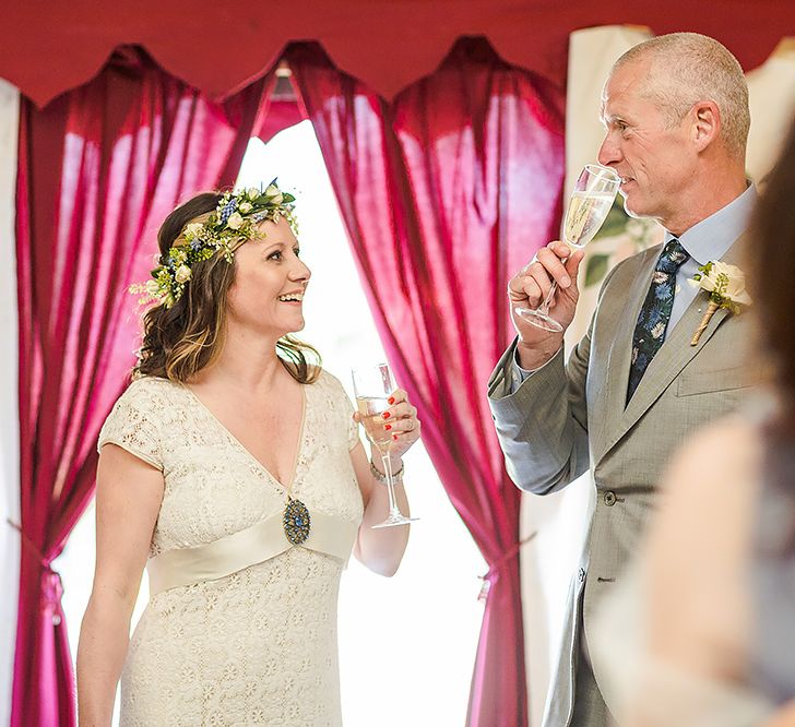 At Home Marquee Wedding Near Padstow Cornwall Old Rectory With Bride In Claire Pettibone & Images From Marianne Taylor Photography