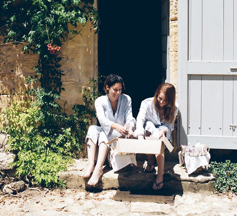 French Chateau Wedding At Château de la Bourlie With Bride In Vintage Gown & Bridesmaids In White Dresses By Silken Studio With Images From Lelia Scarfiotti