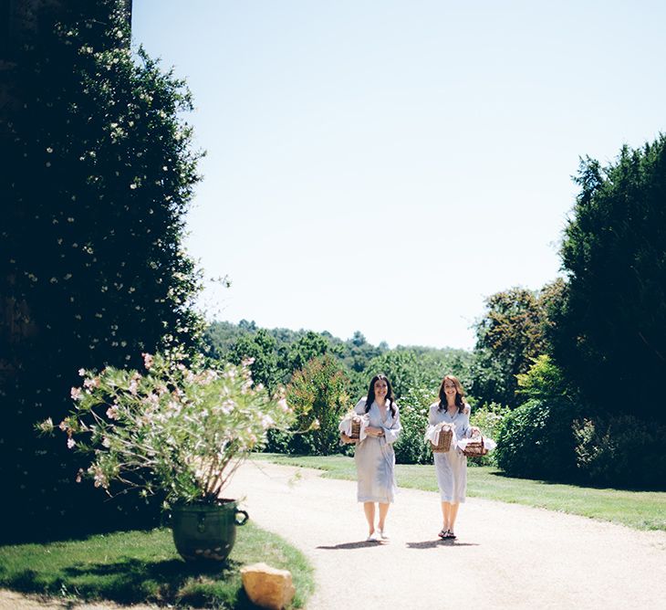 French Chateau Wedding At Château de la Bourlie With Bride In Vintage Gown & Bridesmaids In White Dresses By Silken Studio With Images From Lelia Scarfiotti