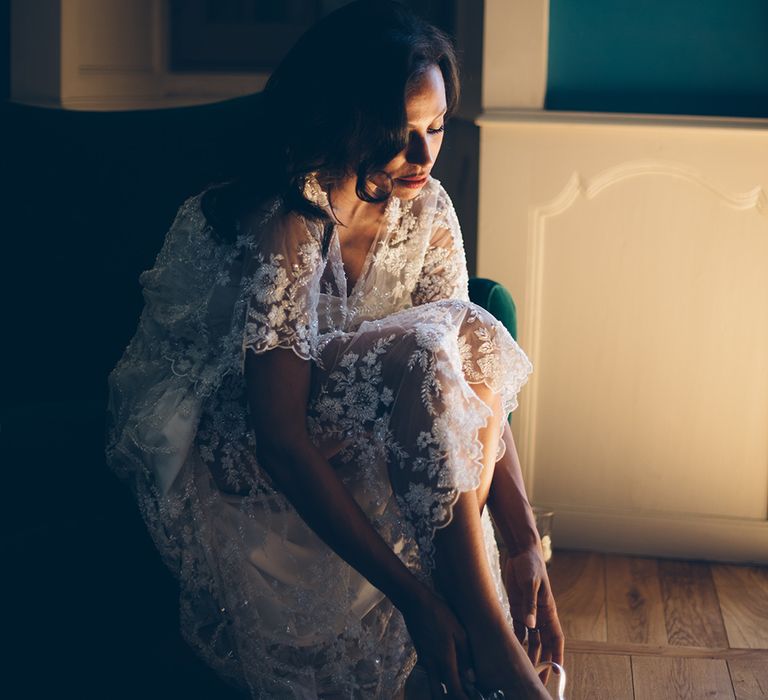 French Chateau Wedding At Château de la Bourlie With Bride In Vintage Gown & Bridesmaids In White Dresses By Silken Studio With Images From Lelia Scarfiotti