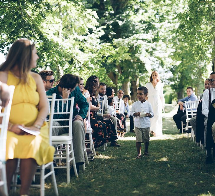 French Chateau Wedding At Château de la Bourlie With Bride In Vintage Gown & Bridesmaids In White Dresses By Silken Studio With Images From Lelia Scarfiotti