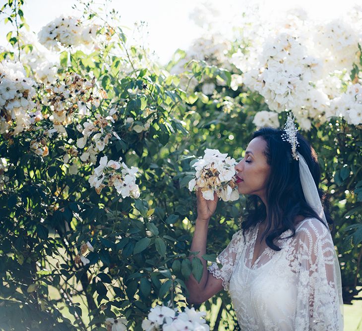 French Chateau Wedding At Château de la Bourlie With Bride In Vintage Gown & Bridesmaids In White Dresses By Silken Studio With Images From Lelia Scarfiotti