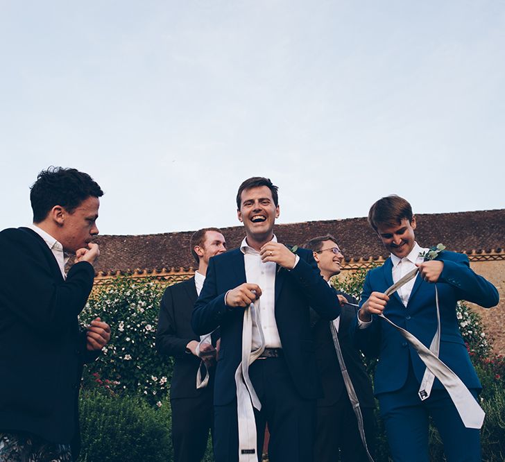 French Chateau Wedding At Château de la Bourlie With Bride In Vintage Gown & Bridesmaids In White Dresses By Silken Studio With Images From Lelia Scarfiotti