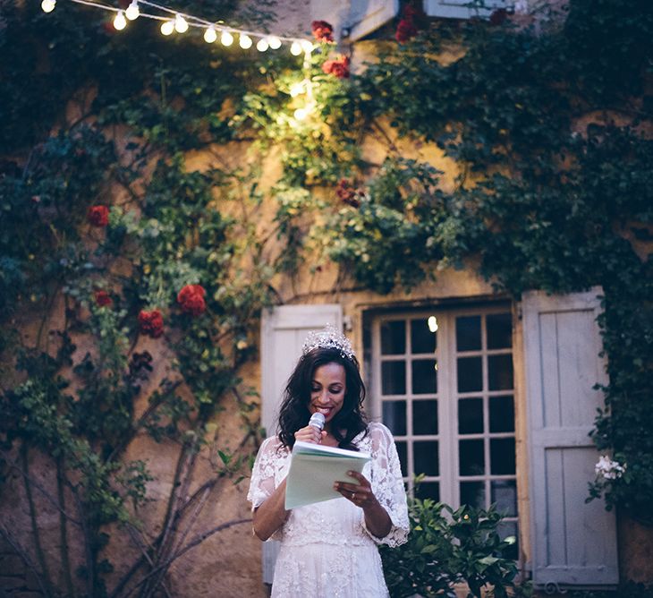 French Chateau Wedding At Château de la Bourlie With Bride In Vintage Gown & Bridesmaids In White Dresses By Silken Studio With Images From Lelia Scarfiotti