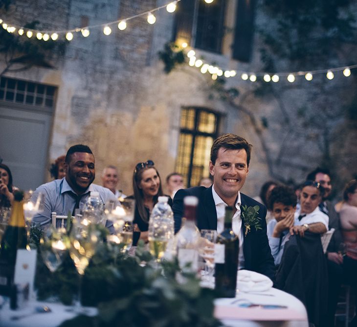 French Chateau Wedding At Château de la Bourlie With Bride In Vintage Gown & Bridesmaids In White Dresses By Silken Studio With Images From Lelia Scarfiotti