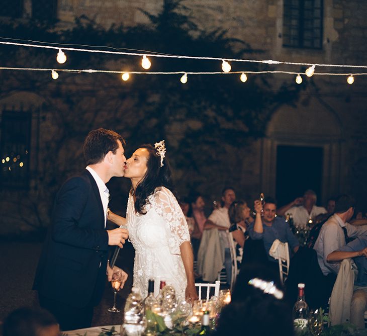 French Chateau Wedding At Château de la Bourlie With Bride In Vintage Gown & Bridesmaids In White Dresses By Silken Studio With Images From Lelia Scarfiotti