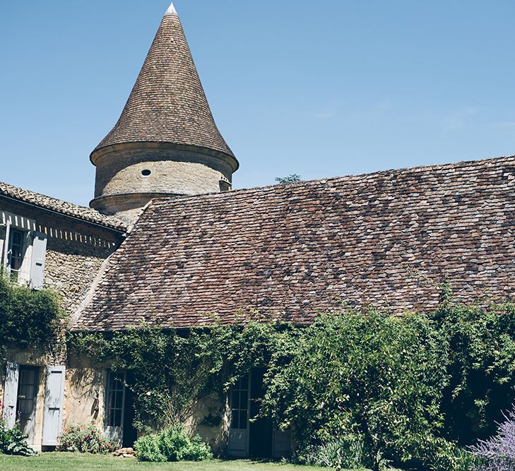 French Chateau Wedding At Château de la Bourlie With Bride In Vintage Gown & Bridesmaids In White Dresses By Silken Studio With Images From Lelia Scarfiotti