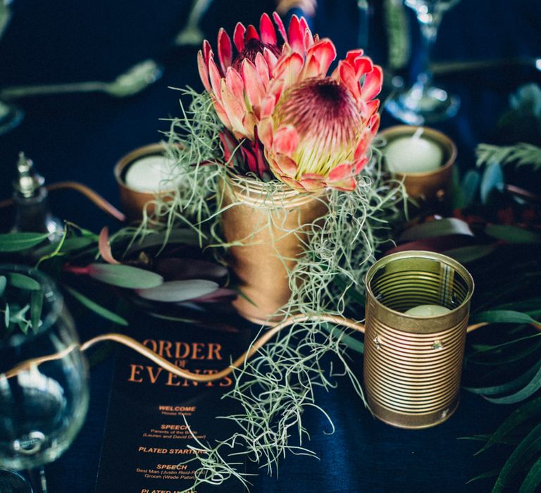 Navy, Red & Copper Wedding Decor | Steampunk Barn Wedding | | Andy & Szerdi Photography | Forman Wedding Films