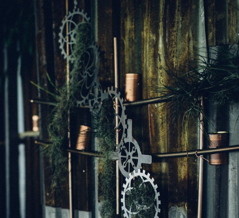 Navy, Red & Copper Wedding Decor | Steampunk Barn Wedding | | Andy & Szerdi Photography | Forman Wedding Films