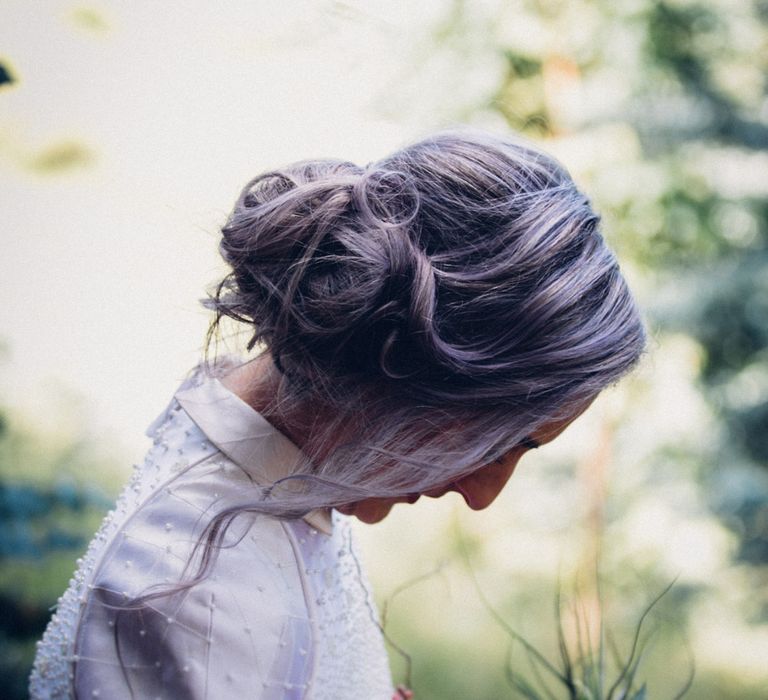 Bride in Bespoke Purple Terrence Bray Wedding Dress | Steampunk Barn Wedding | | Andy & Szerdi Photography | Forman Wedding Films