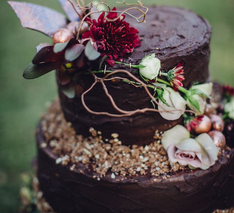 Chocolate Wedding Cake | Andy & Szerdi Photography | Forman Wedding Films