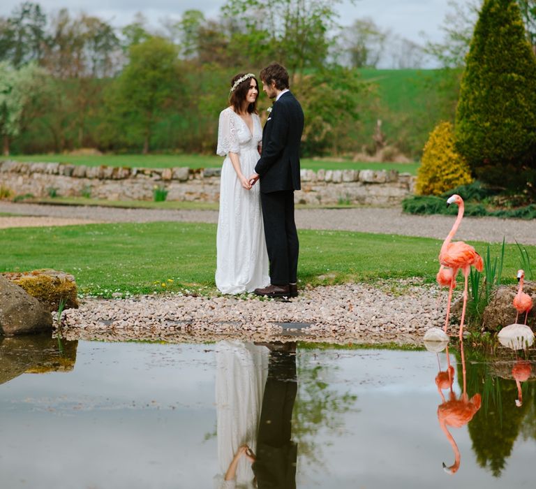 Windmill Barn Wedding With Bride In Bespoke Dress With Delicate Flower Crown & Images And Film From Tub Of Jelly Alternative Wedding Photography