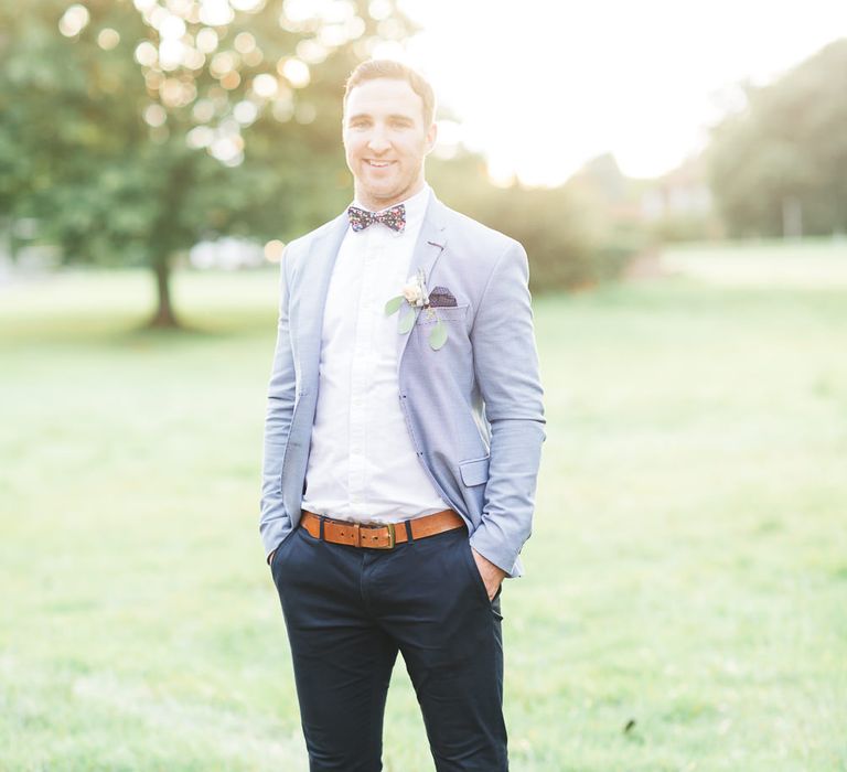 Groom in Zara Blazer & Topman Trousers | Sung Blue Photography | ROOST Film Co.