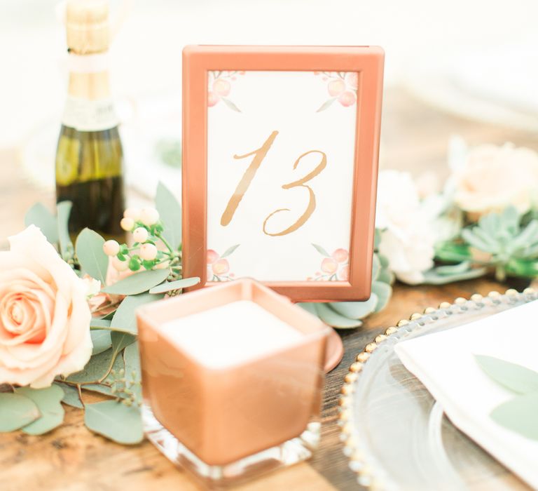 Copper Table Number Framers | Sung Blue Photography | ROOST Film Co.