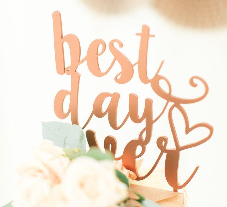 Copper Best Day Ever Laser Cut Cake Topper | Sung Blue Photography | ROOST Film Co.