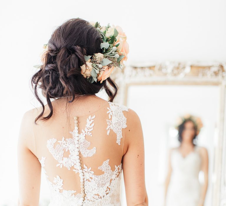 Bride in Lace & Tulle Pronovias Gown | Sung Blue Photography | ROOST Film Co.