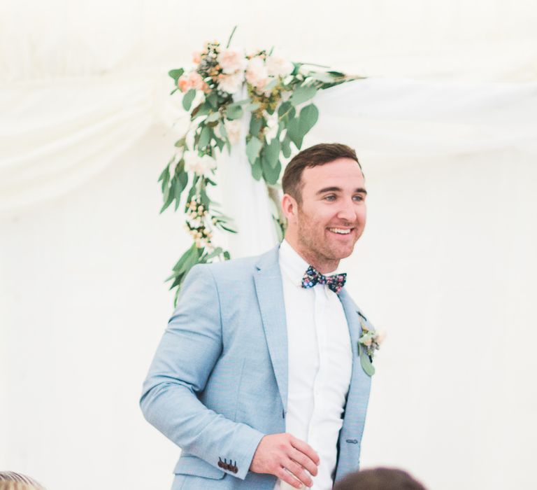 Groom in Zara Blazer & Topman Trousers | Sung Blue Photography | ROOST Film Co.