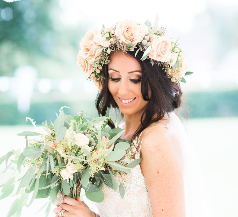 Bride in Lace & Tulle Pronovias Gown | Sung Blue Photography | ROOST Film Co.