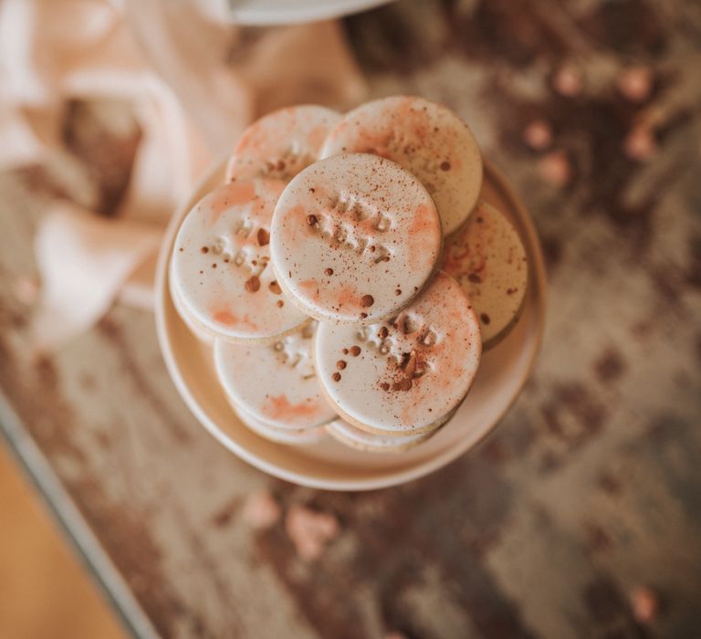 Pink Biscuits Wedding Dessert Table