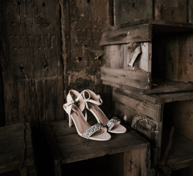 Details | Wedding Shoes | Owen House Wedding Barn | Joyce Young London | Damian Brandon