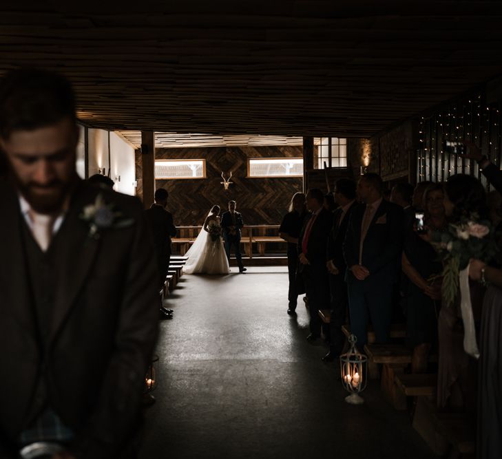 Here she comes! | Owen House Wedding Barn | Joyce Young London | Damian Brandon