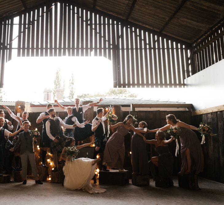 Group Shots | Owen House Wedding Barn | Joyce Young London | Damian Brandon