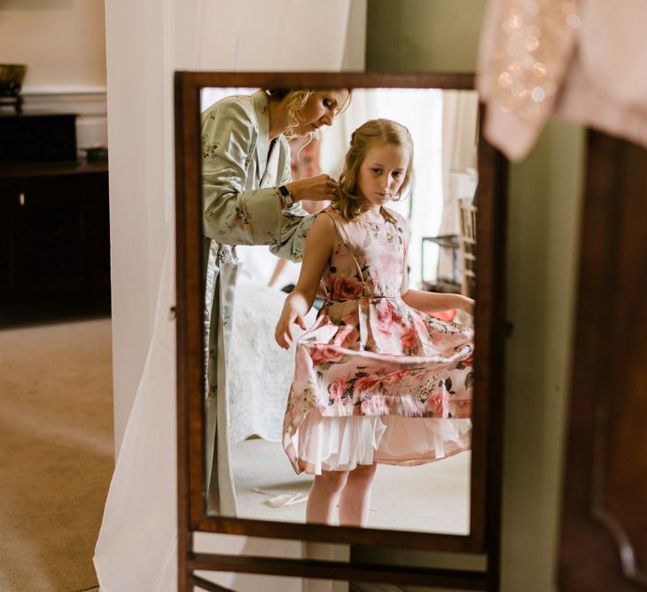 Flower Girl in Floral Monsoon Dress | Outdoor Ceremony & Rustic Barn Reception at Pennard House Somerset | John Barwood Photography