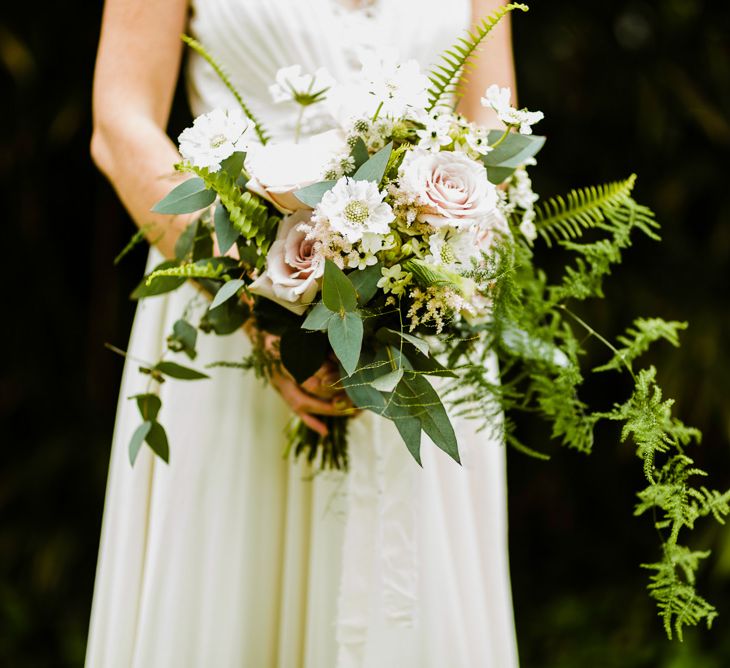 Oversized Bridal Bouquet | Bride in Jenny Packham Gown | Outdoor Ceremony & Rustic Barn Reception at Pennard House Somerset | John Barwood Photography