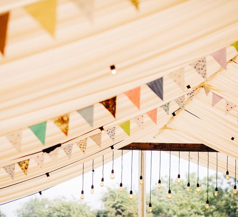 Bunting Wedding Decor | DIY At Home Marquee Wedding | J S Coates Wedding Photography