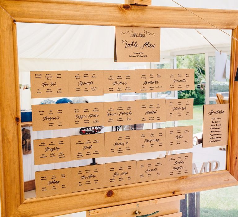 Table Plan | DIY At Home Marquee Wedding | J S Coates Wedding Photography