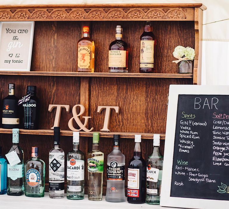 Gin Bar | DIY At Home Marquee Wedding | J S Coates Wedding Photography