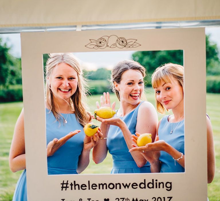 Bridesmaids in Blue Dresses | DIY At Home Marquee Wedding | J S Coates Wedding Photography