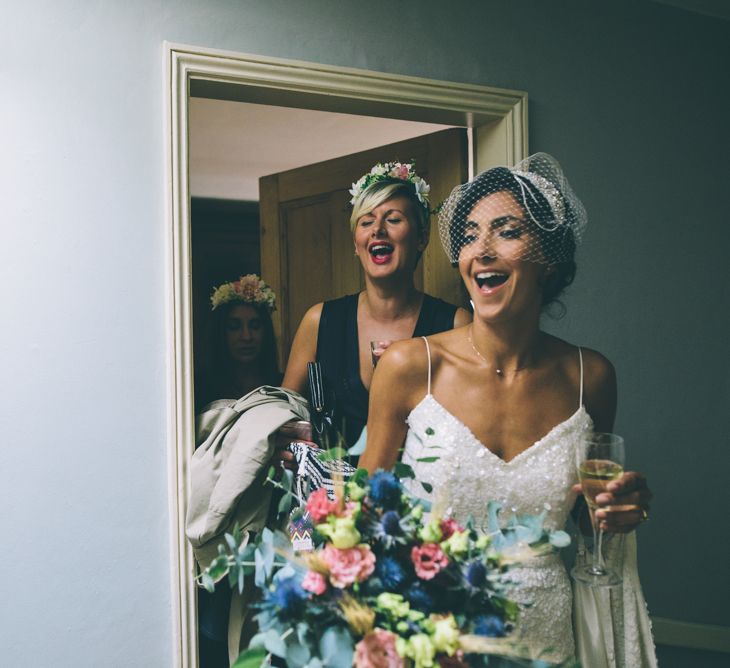 Garden Wedding With Stretch Tent With Bride In Karen Willis Holmes Sequinned Gown & Images and Film From Wagtail Productions