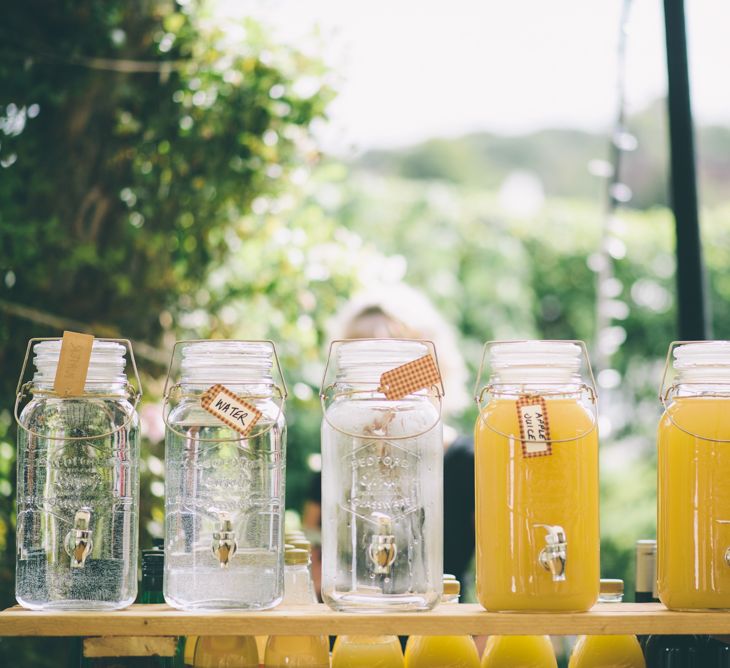 Glass Drinks Dispensers For Cocktail Hour At Wedding