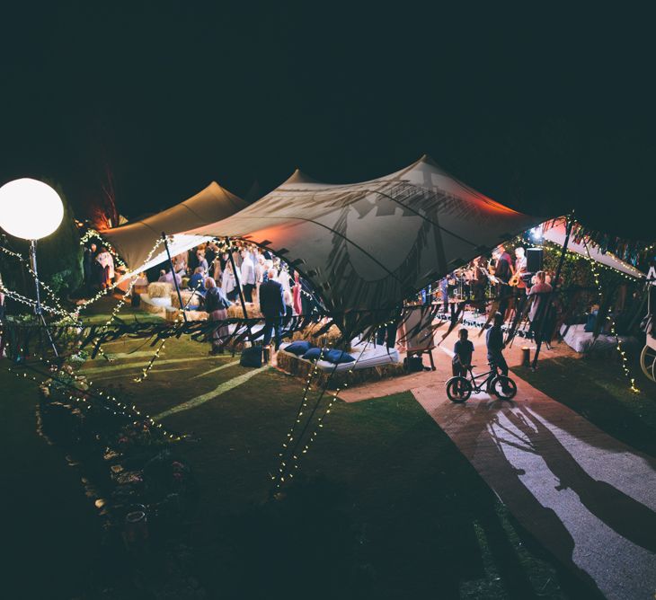 Garden Wedding With Stretch Tent With Bride In Karen Willis Holmes Sequinned Gown & Images and Film From Wagtail Productions