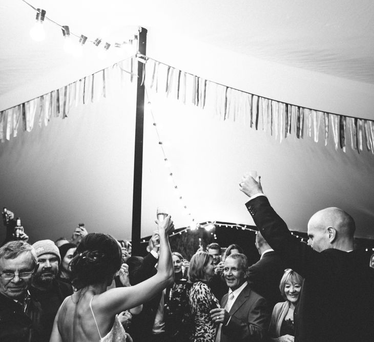 Garden Wedding With Stretch Tent With Bride In Karen Willis Holmes Sequinned Gown & Images and Film From Wagtail Productions